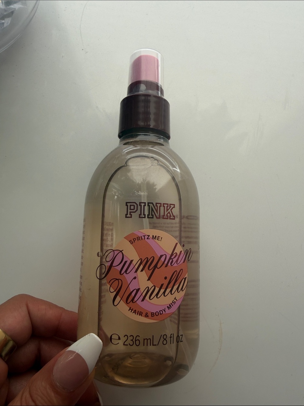 Victoria's Secret PINK Pumpkin Vanilla Body Mist - Amber & Pinky Bottle